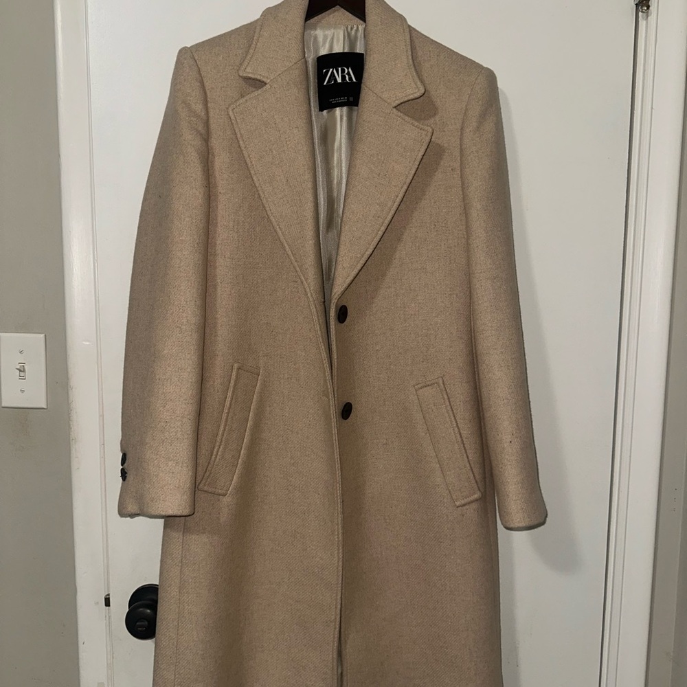 Zara Light Tan Textured Coat